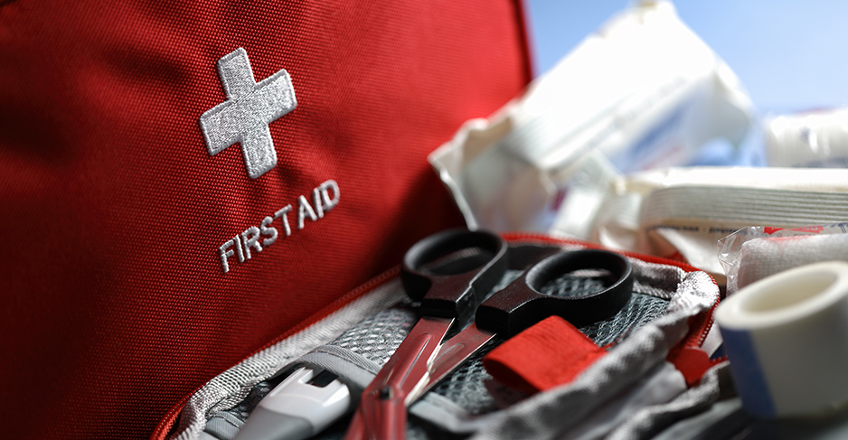 A first-aid kit and supplies.